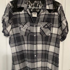 Harley Davidson lightweight Guauzey top with lace detail